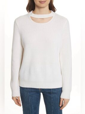 Rag and Bone Tori Cutout Cream Merino Wool Knit Sweater, size xs